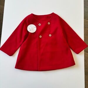 Girls Button up Red Pea Coat Size 5/6